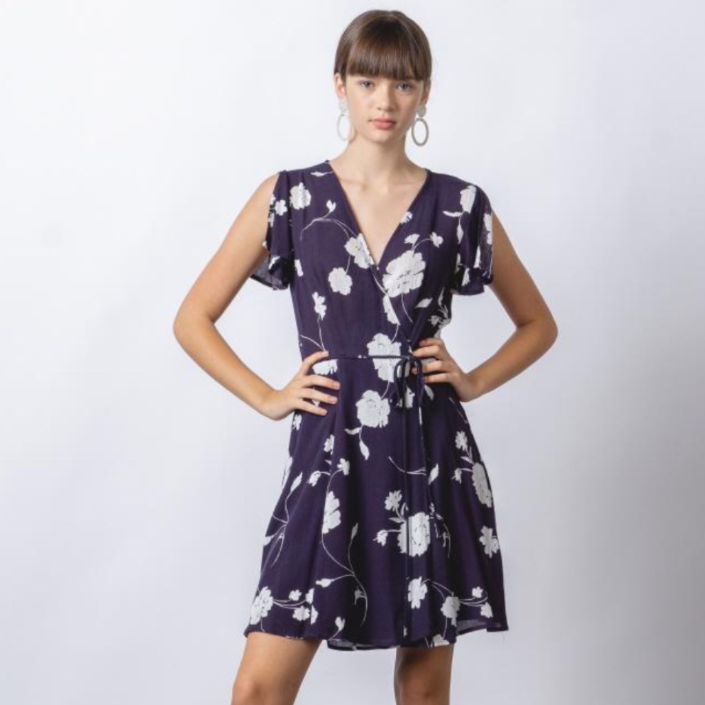 Floral Print Wrap Mini Dress
